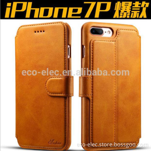 Super Quality Business Leather Flip Case For iphone 7 iphone 7Plus Cover Wallet Stand Card Holder Magnetic Phone Bag Anti-knock